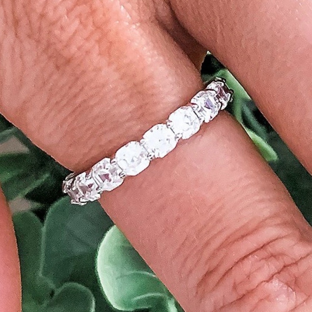 Diamonique Asscher Cut 4.90 cttw Eternity Ring Sz 6